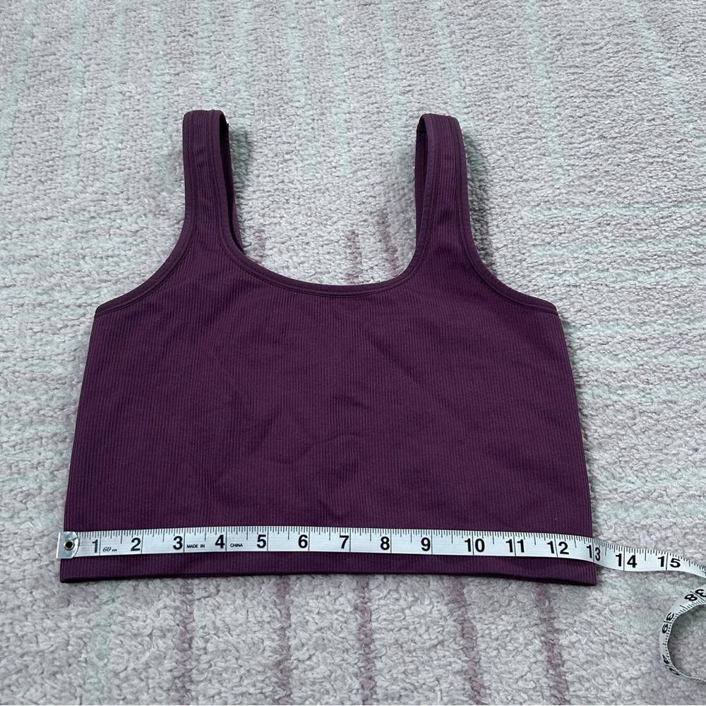 Athleta Dusty Mauve Ribbed Cropped Tank Bra  Size XS Pilates Yoga Athleisure - Picture 7 of 9